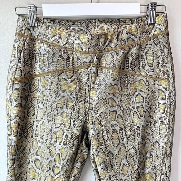 Free People Rio Snakeskin High Rise Skinny Pants Leggings Gold S - Picture 3 of 9